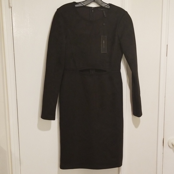 💕BCBGMAXAZRIA💕 Faux-Suede Cutout Body-Con Dress - Picture 7 of 8